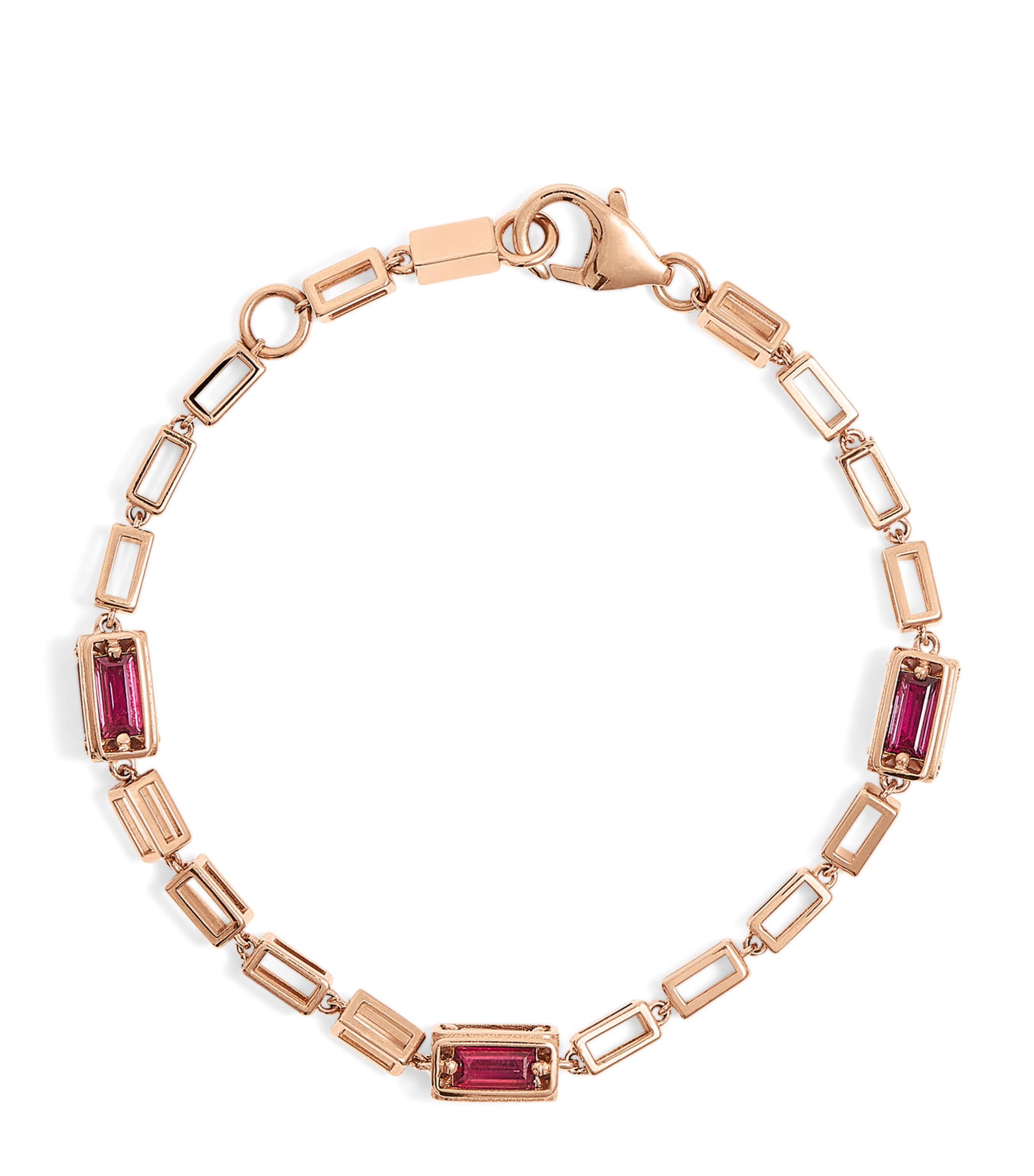 Rose Gold and Ruby Block Chain Bracelet