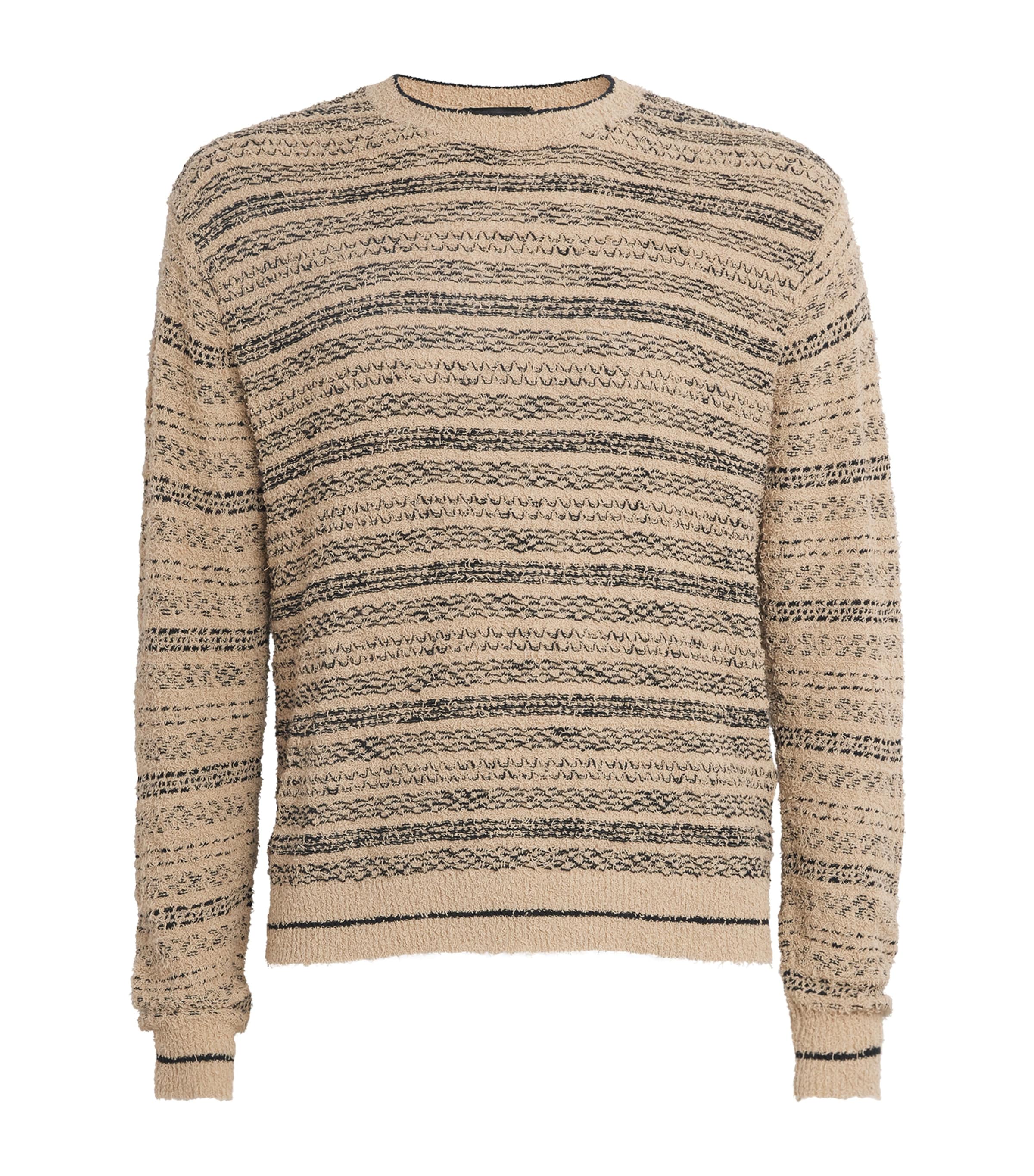 Cotton-Blend Stripe Frayed Sweater
