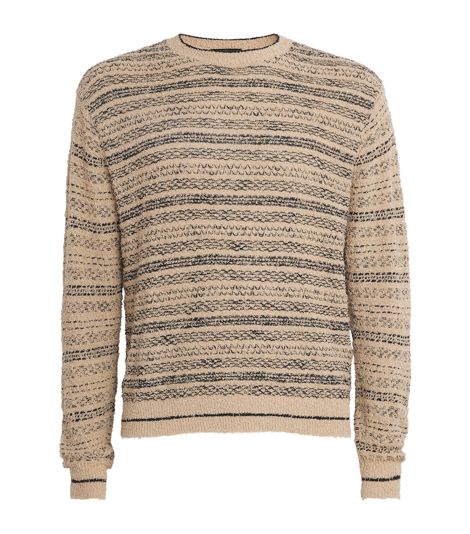 Cotton-Blend Stripe Frayed Sweater