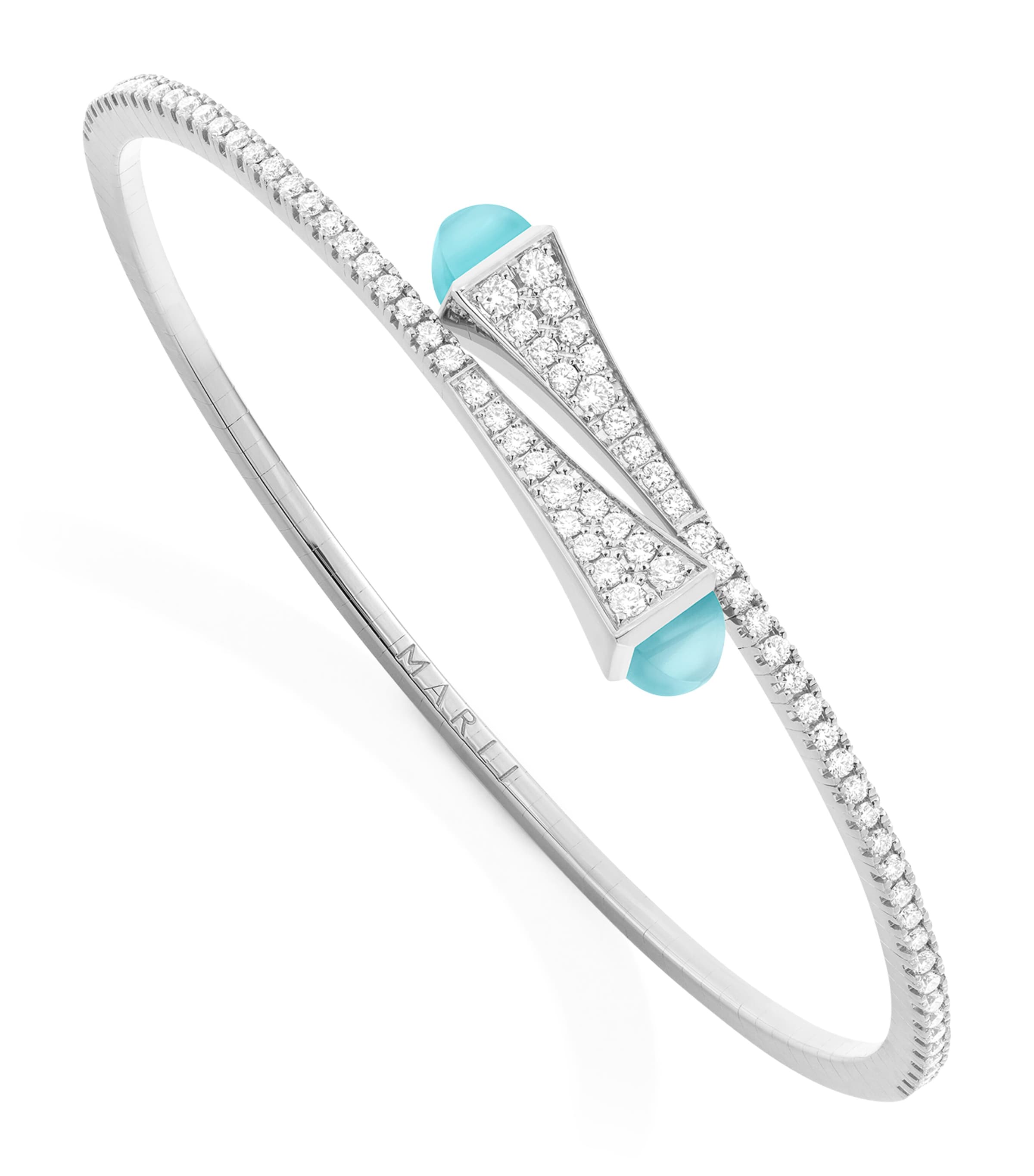 MARLI New York White Gold, Diamond and Sea Blue Chalcedony Slip-On Bracelet White Gold