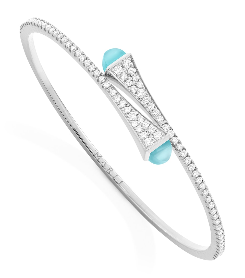 MARLI New York White Gold, Diamond and Sea Blue Chalcedony Slip-On Bracelet White Gold