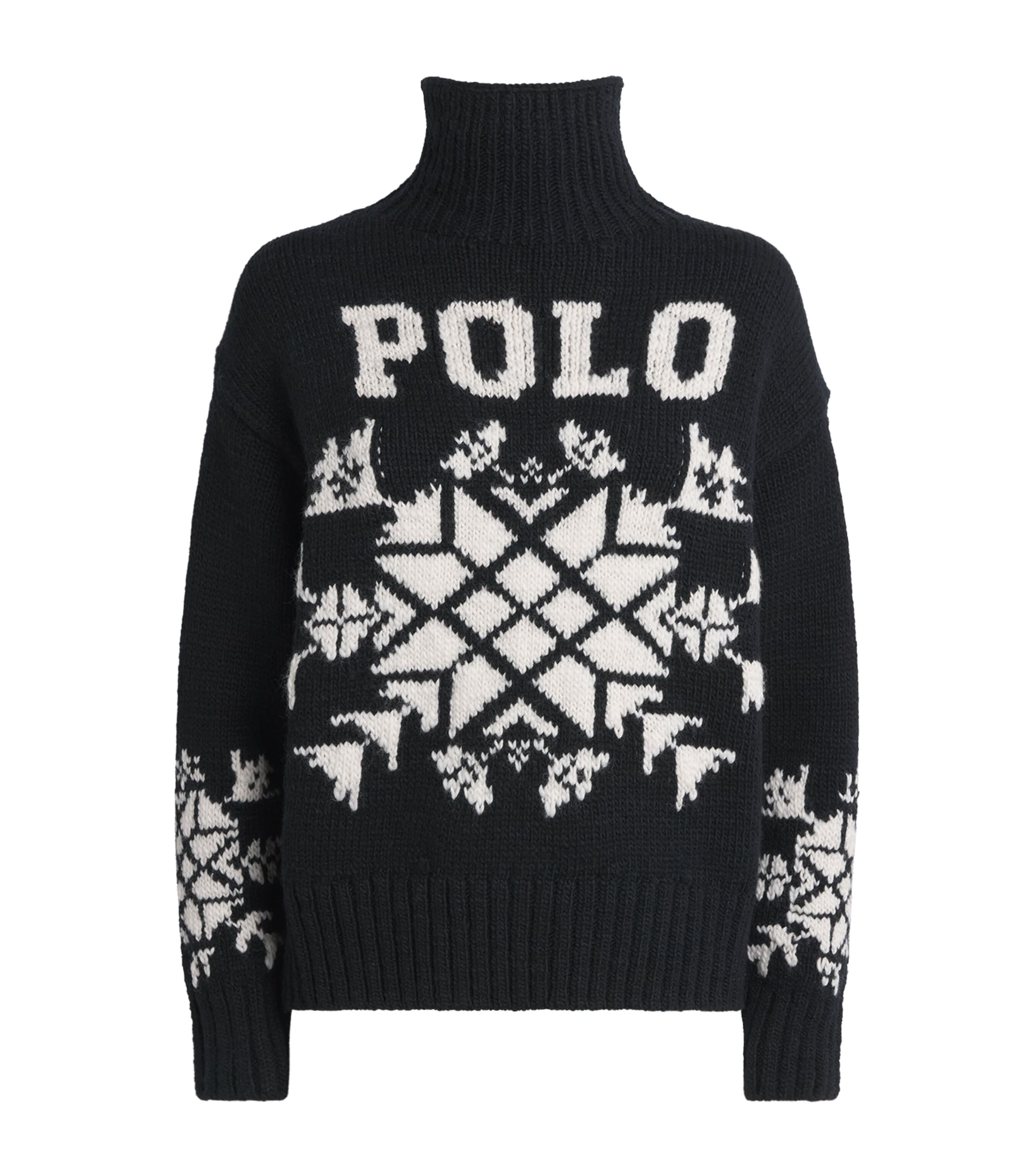 Polo Ralph Lauren Womens Wool Logo Polo Sweater Polo Black/cream