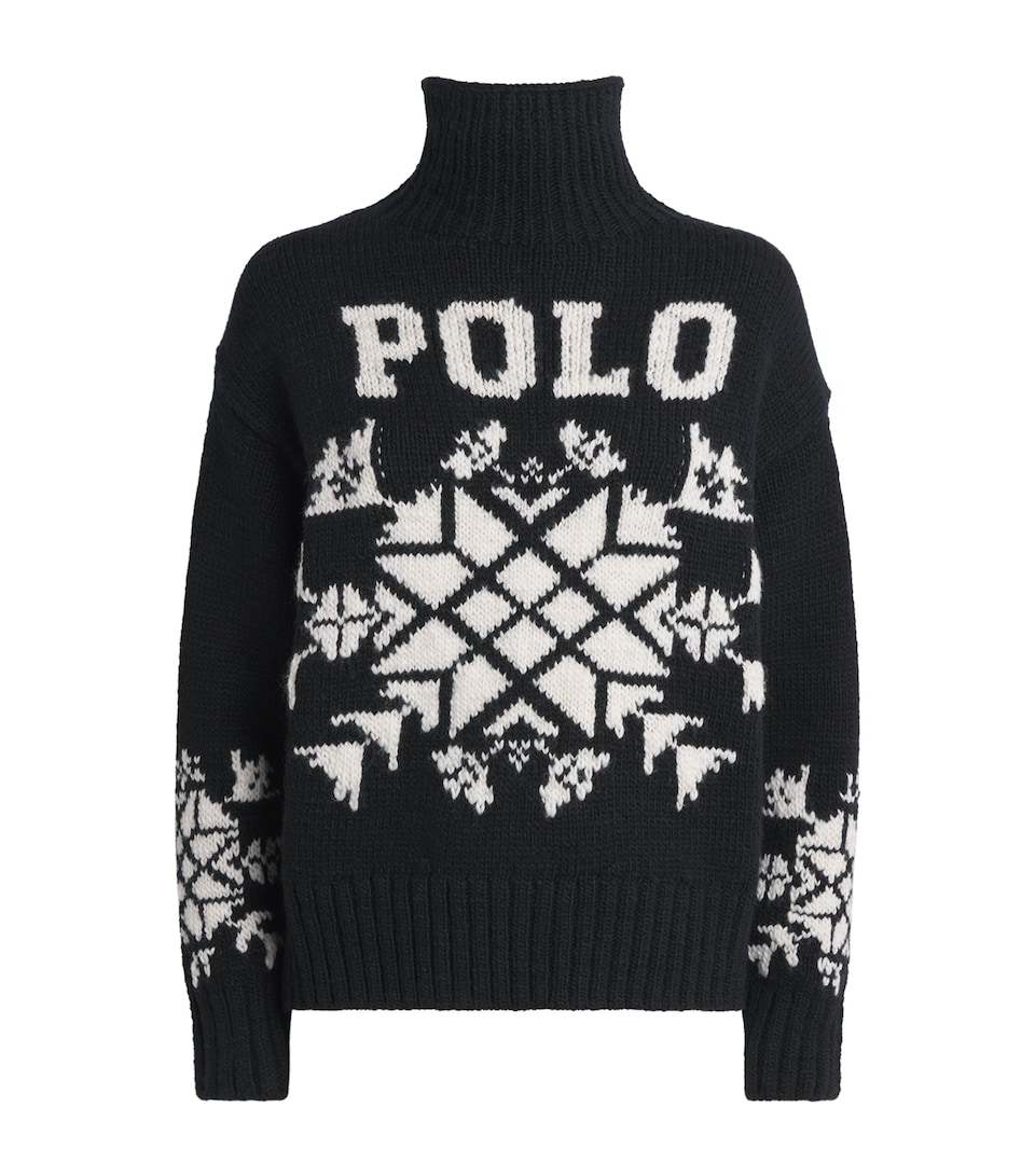 Polo Ralph Lauren Womens Wool Logo Polo Sweater Polo Black/cream