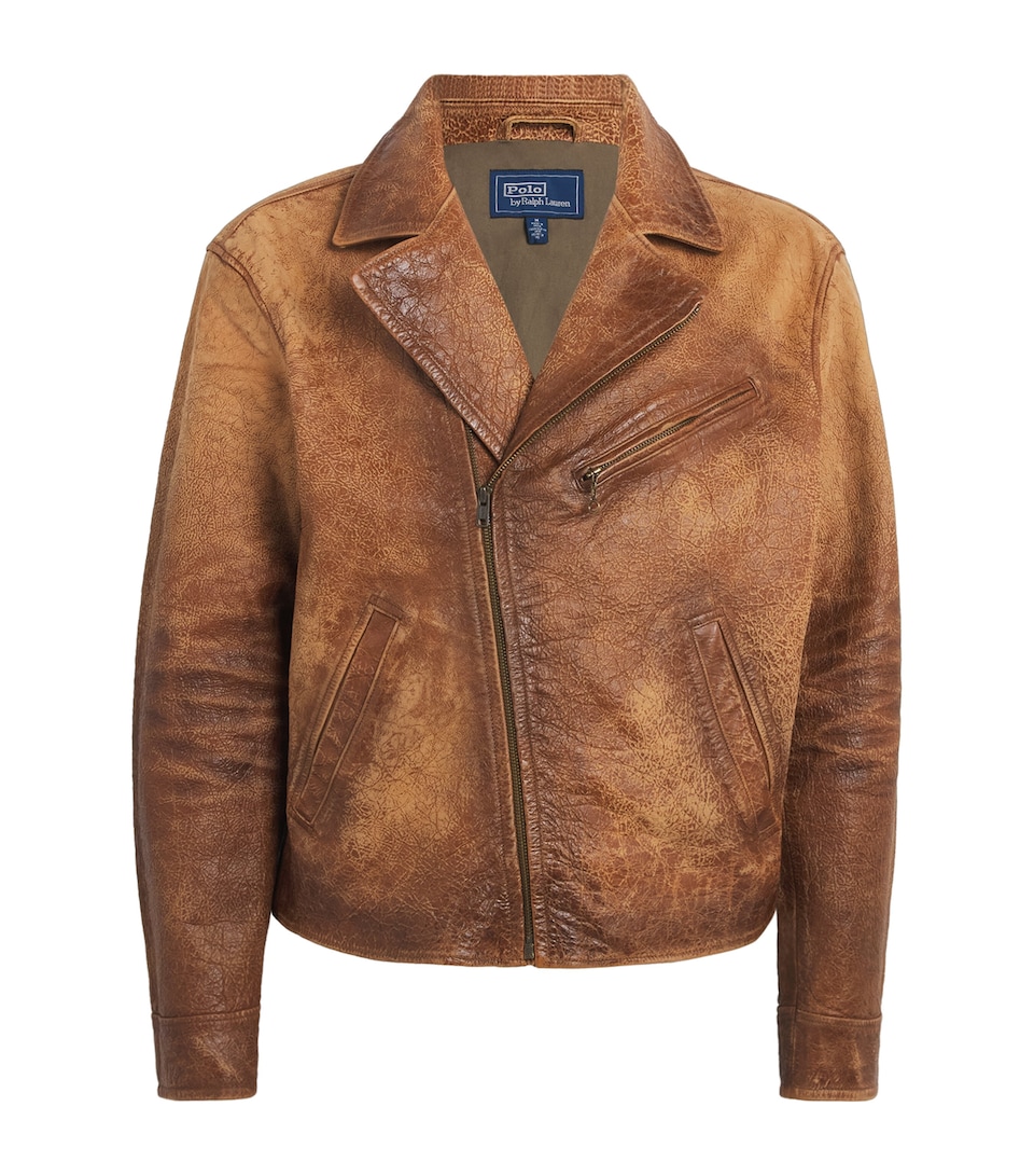 Polo Ralph Lauren Mens Leather Newsboy Jacket Brown X