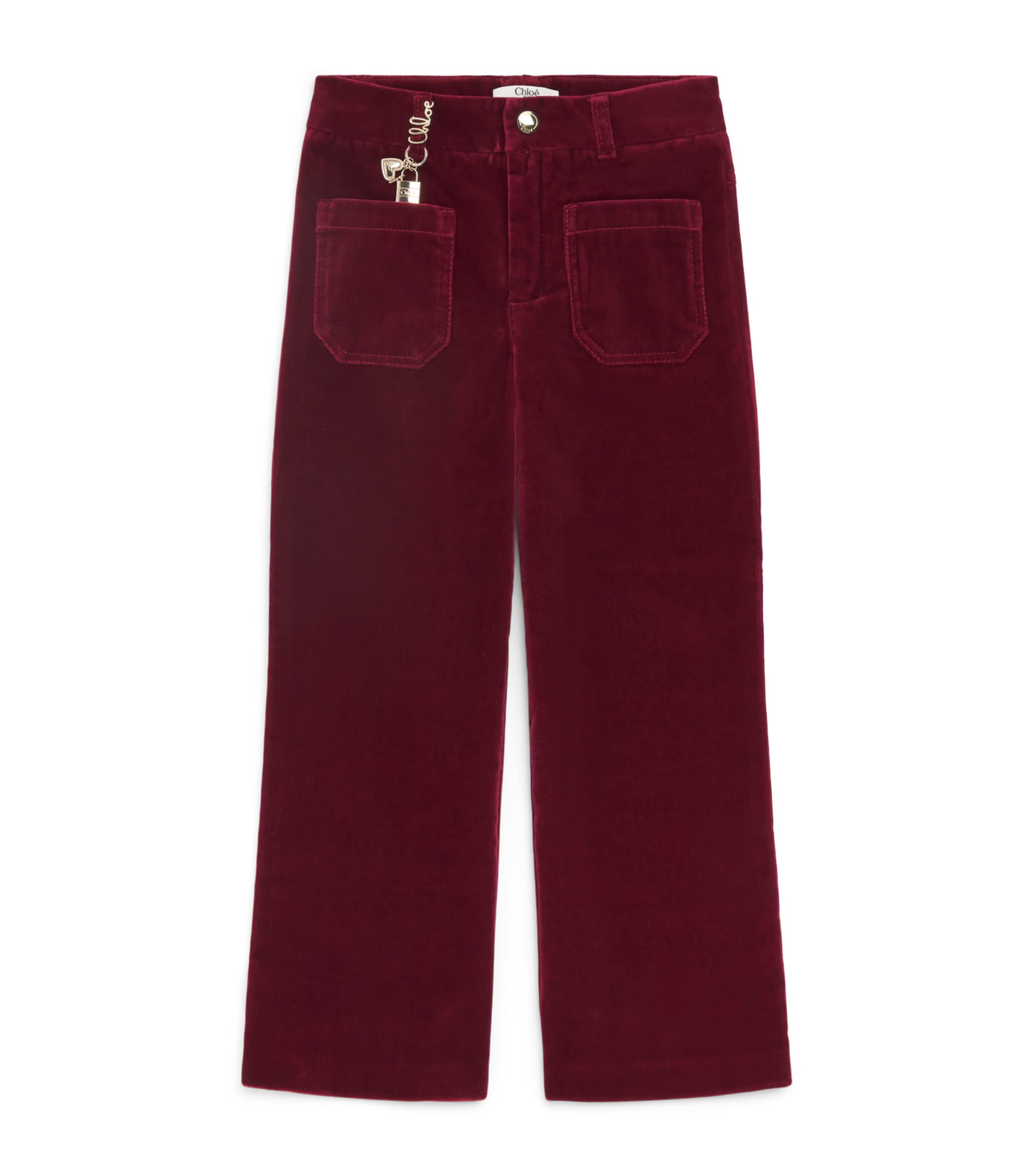 Chloé Kids Velvet Straight-Leg Trousers (4-14 Years) Ruby Velvet