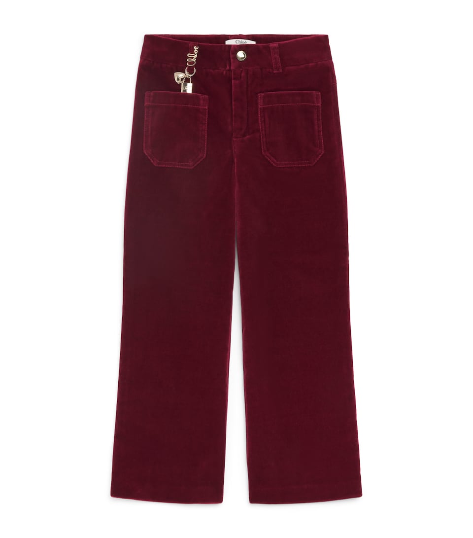 Chloé Kids Velvet Straight-Leg Trousers (4-14 Years) Ruby Velvet