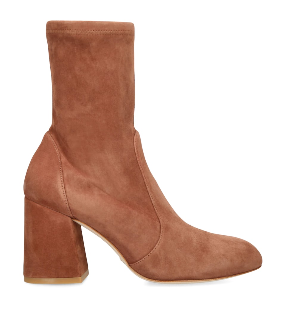 Stretch-Suede Flareblock Ankle Boots 85