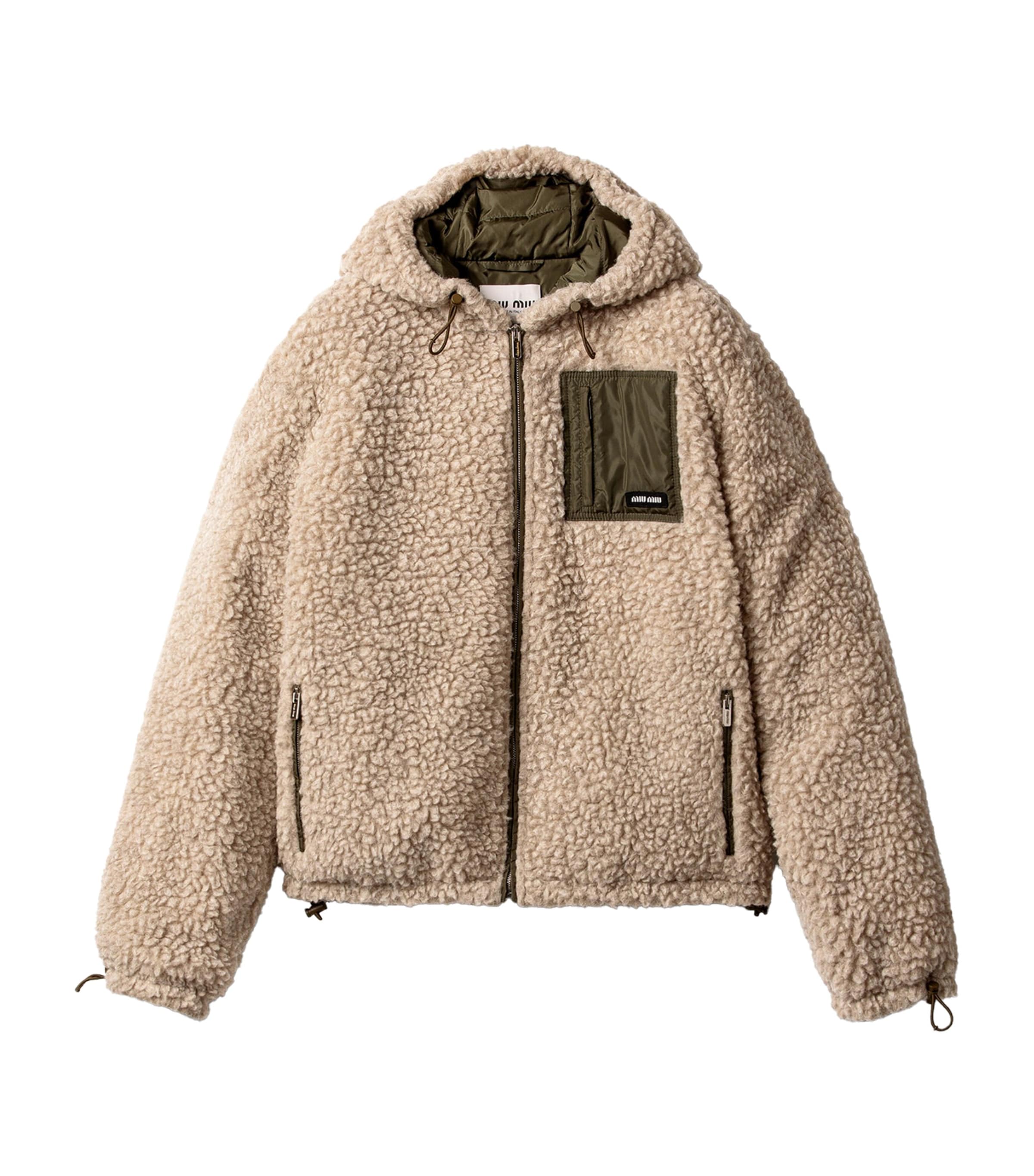 Wool-Blend Teddy Bomber Jacket