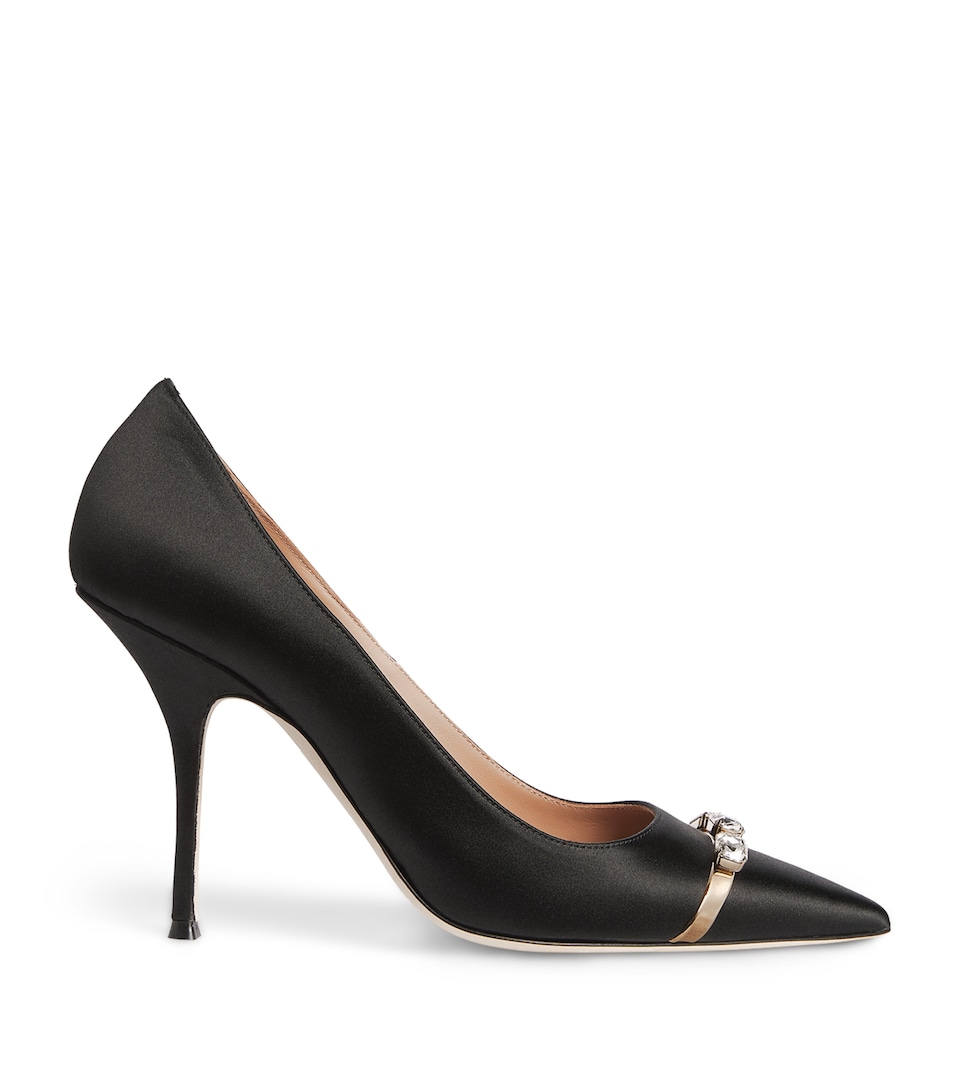 Malone Souliers Crystal-Embellished Satin Halo Pumps 90 Black