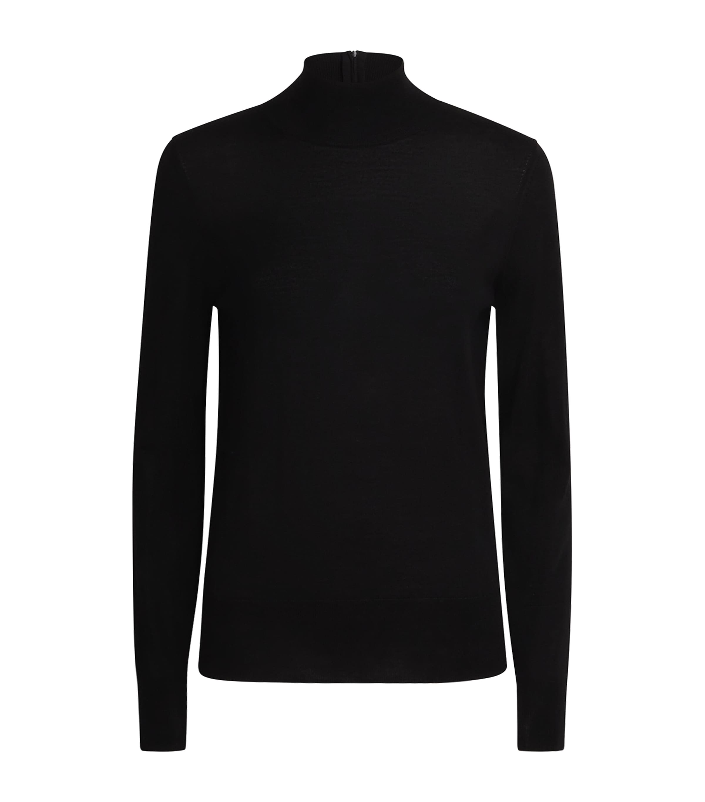 Carolina Herrera Womens Wool-Silk-Blend Funnel-Neck Sweater Black