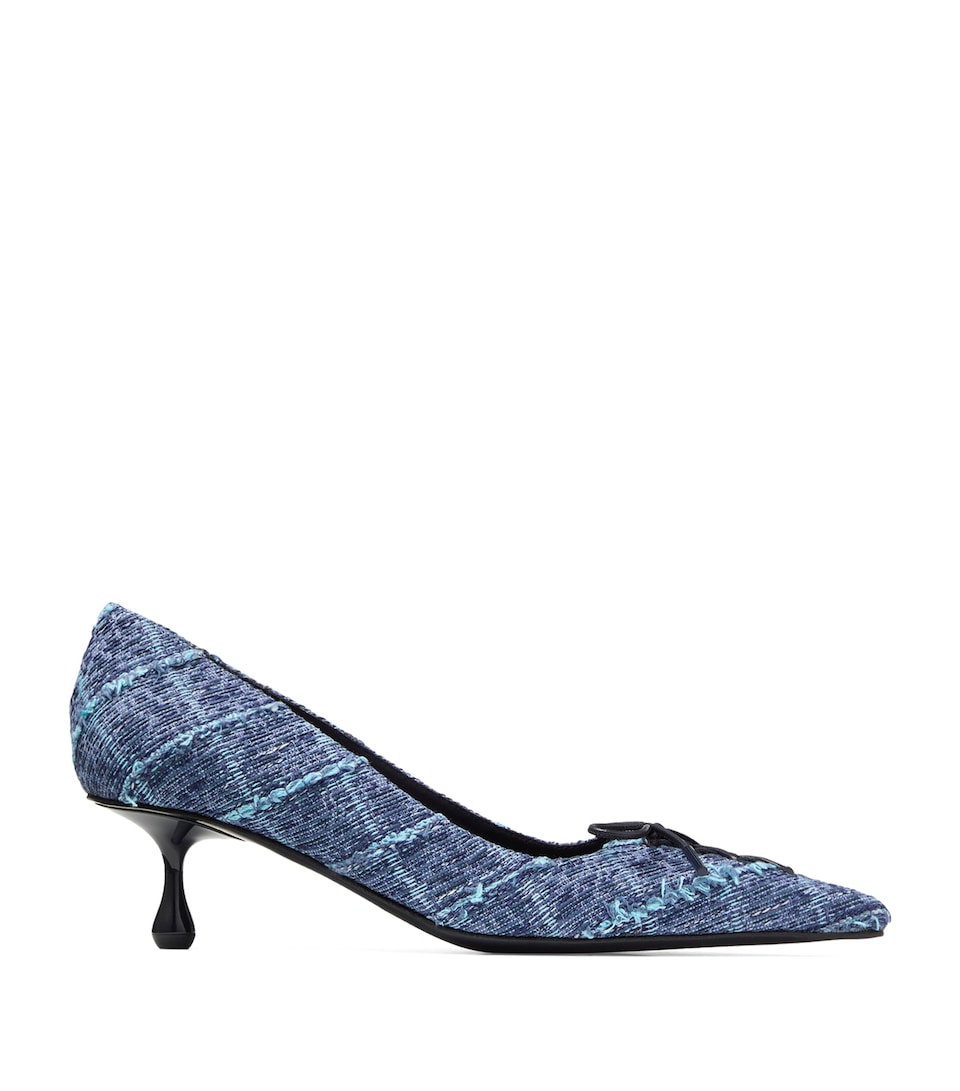 Jimmy Choo Scarlett 50 Denim Tweed Pumps Denim