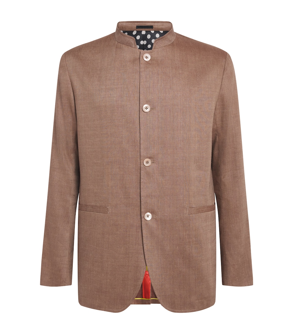 Paul Smith Mens Wool-Linen Stand-Collar Blazer Beige