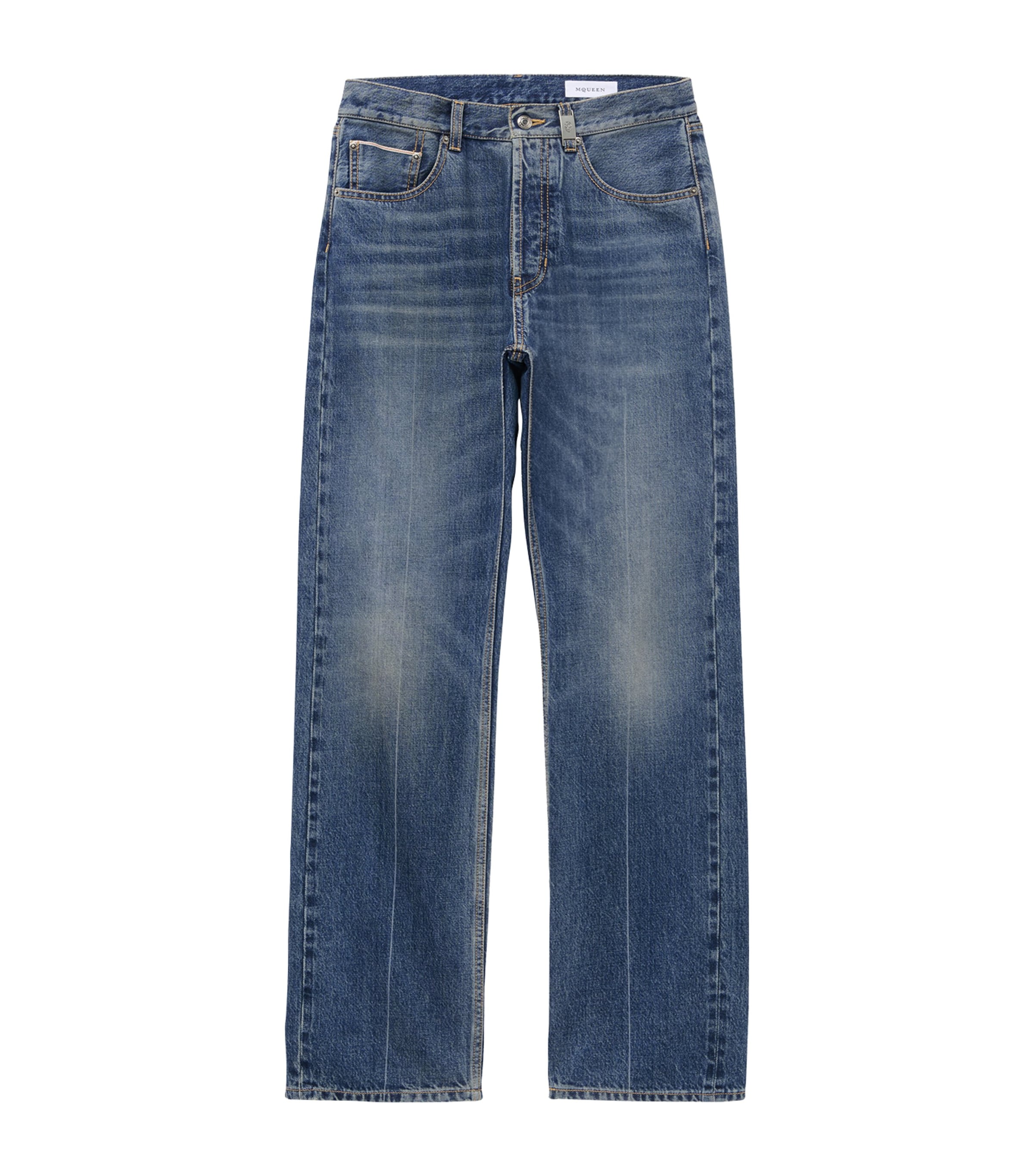 Skull-Plaque Straight Jeans