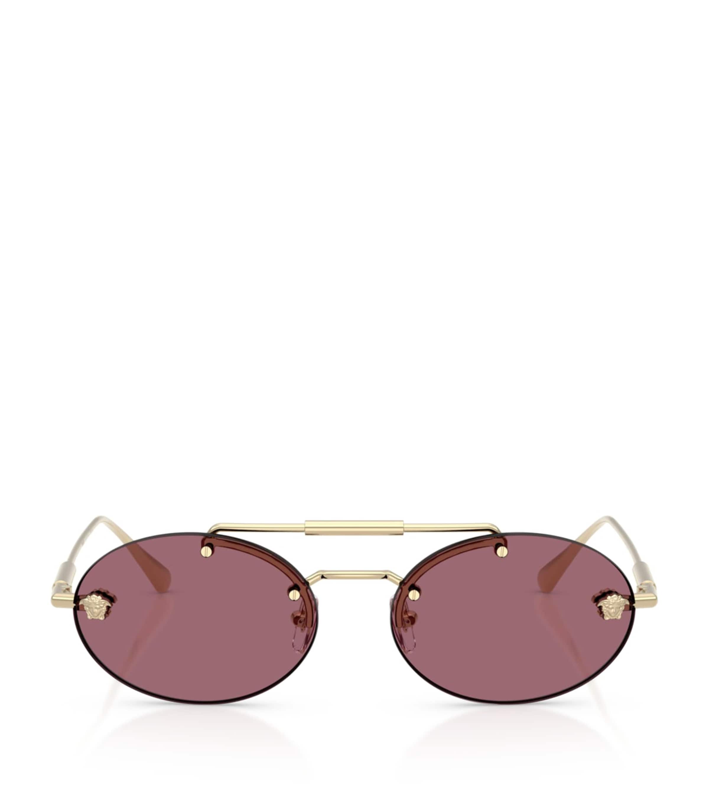 Versace Metal VE2295 Oval Sunglasses Gold