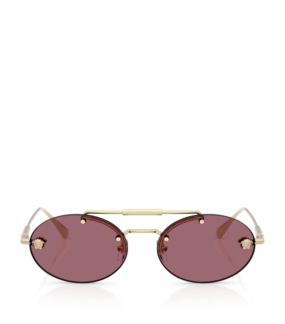 Versace Metal VE2295 Oval Sunglasses Gold