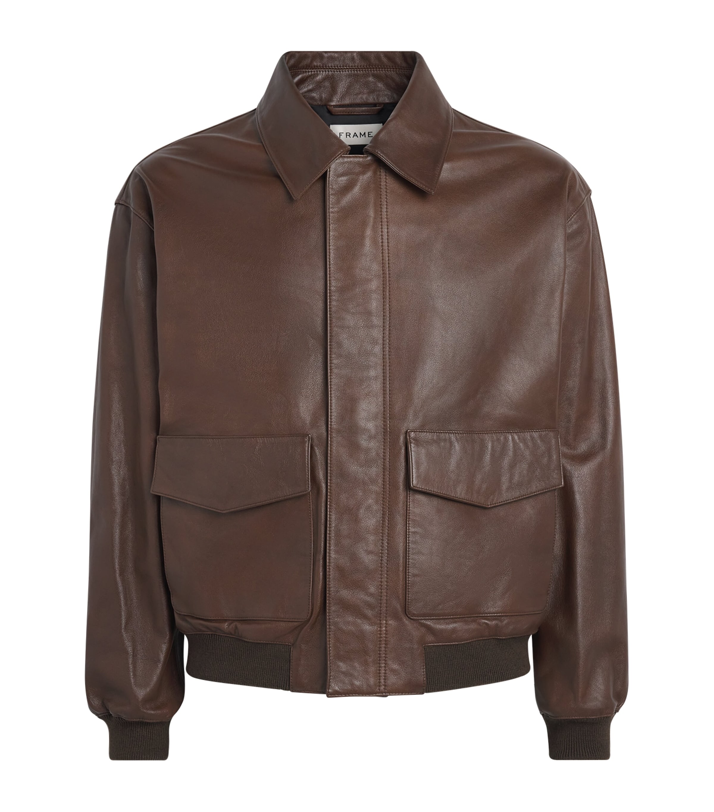 FRAME Mens Leather Bomber Jacket Dpbr Deep Brown
