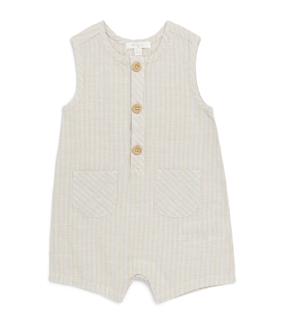 Purebaby Organic Cotton-Linen Stripe Playsuit (0-12 Months) Tacst