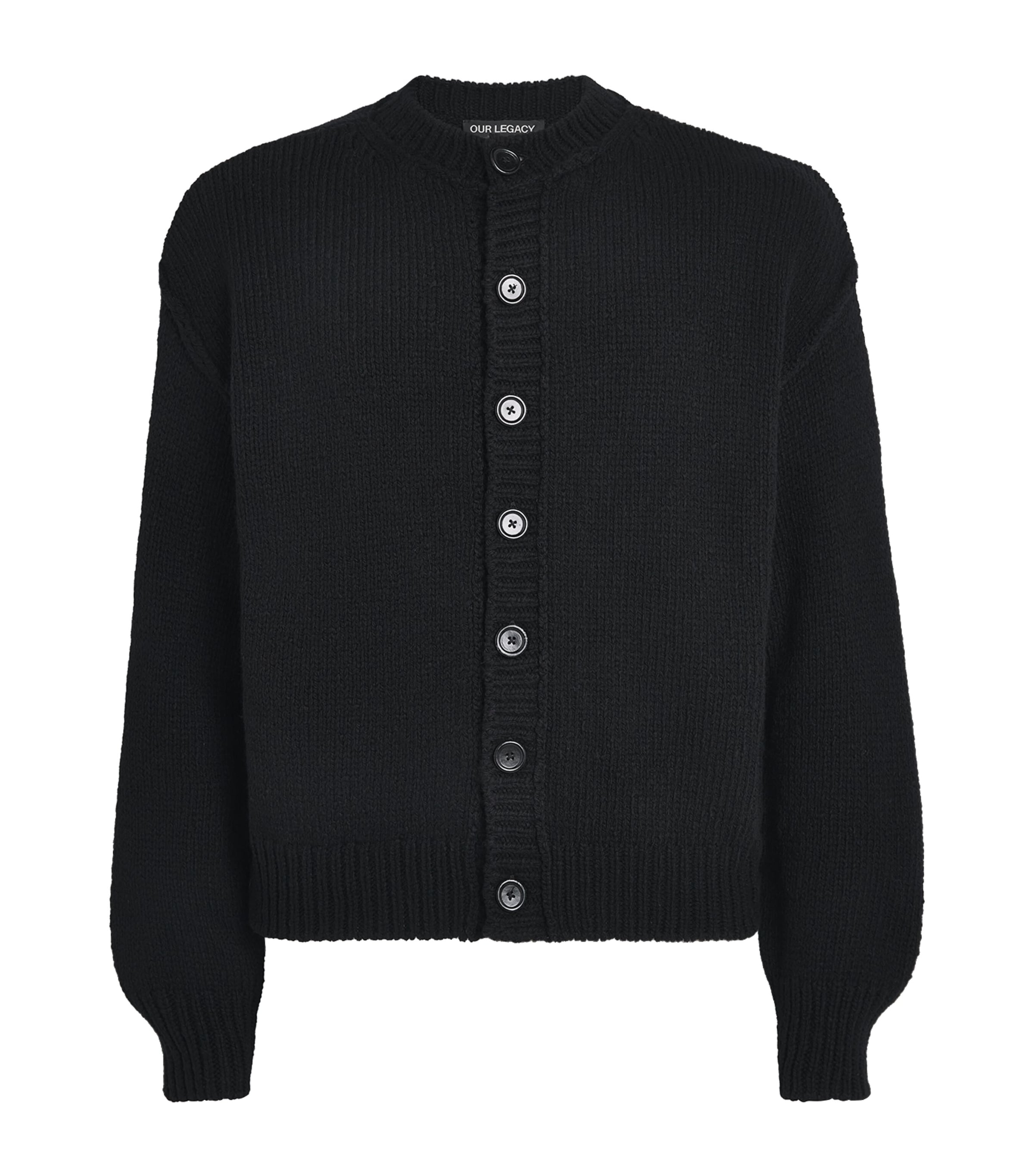 Our Legacy Mens Wool Pitch Cardigan Slub Twisted Blk Wl