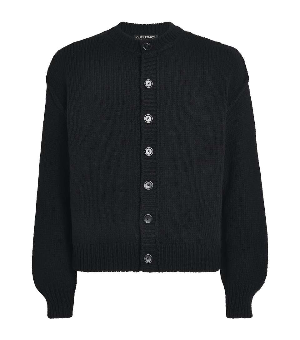 Our Legacy Mens Wool Pitch Cardigan Slub Twisted Blk Wl