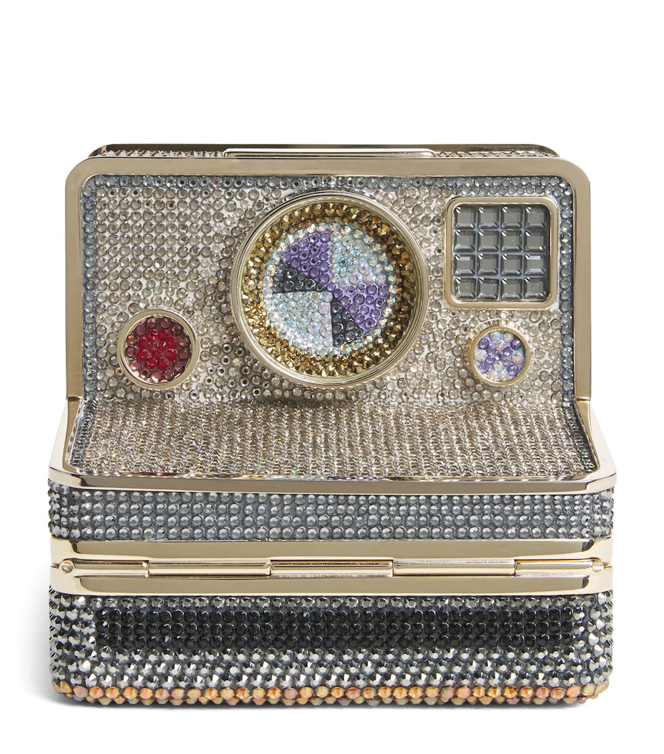 Crystal-Embellished Image Clutch Bag