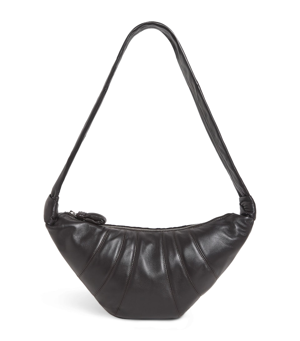 Lemaire Medium Grained Leather Croissant Shoulder Bag Dark Chocolate