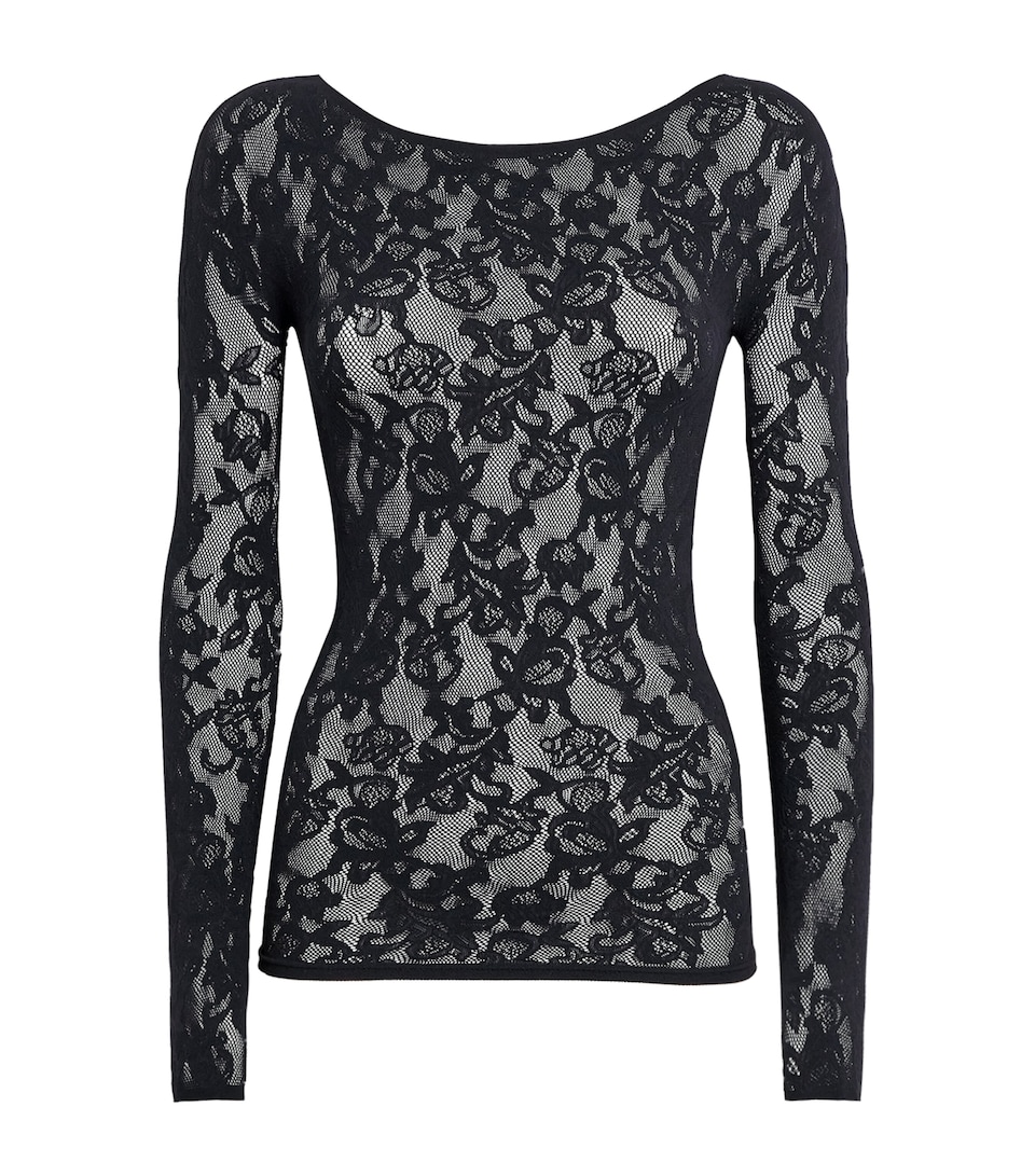 Lace Boat-Neck Long-Sleeve T-Shirt