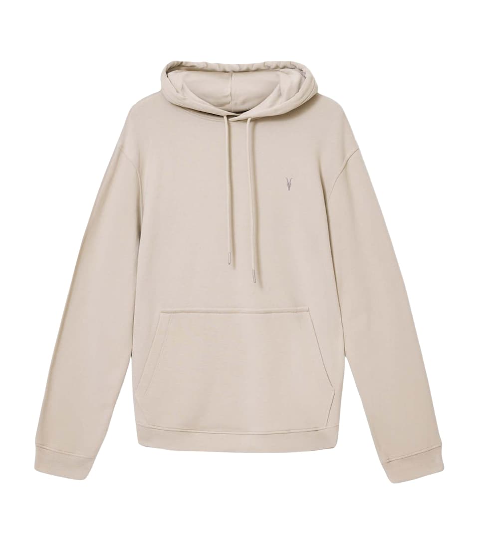 AllSaints Mens Organic-Recycled Cotton Asher Hoodie Sandstone Brown