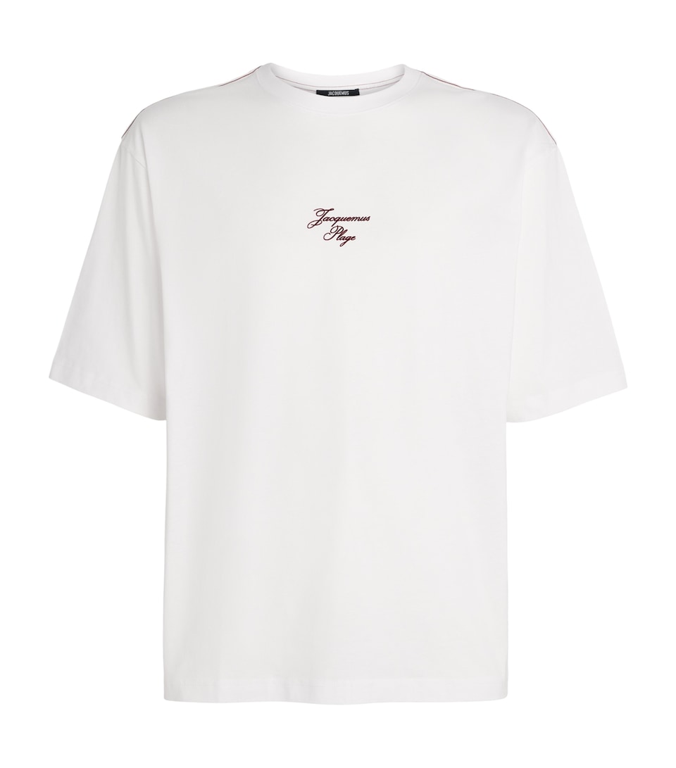 Jacquemus Mens Cotton Embroidered Beach T-Shirt Emb Rd Sal Wht
