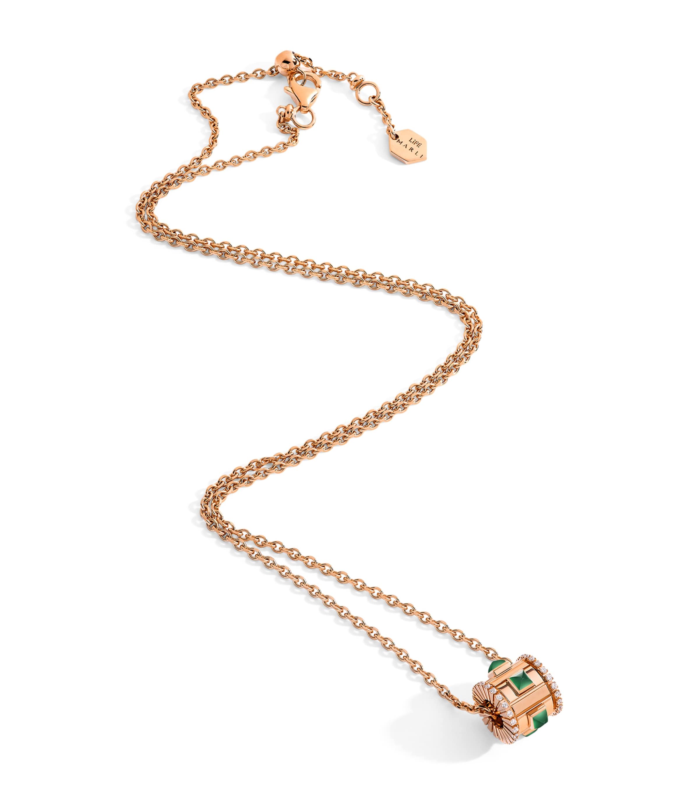 Rose Gold, Diamond and Agate LIFE Necklace