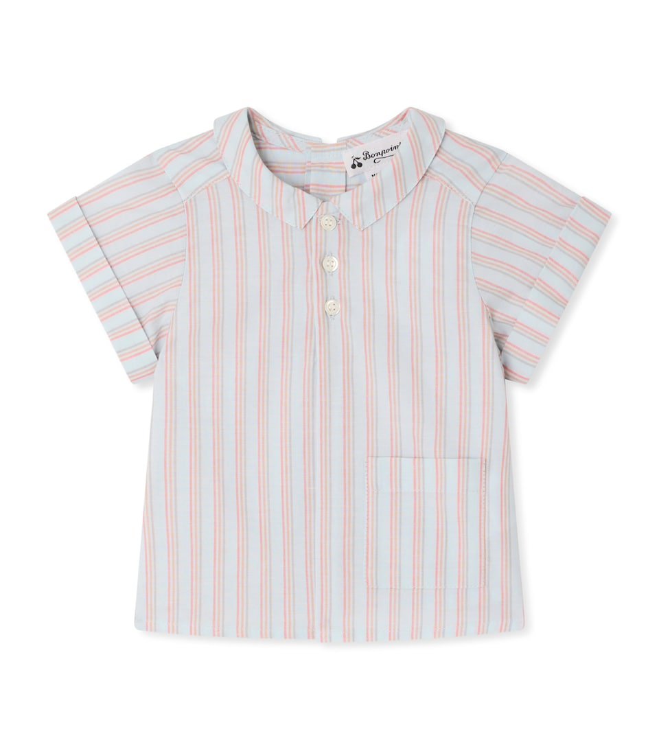 Bonpoint Cotton Check Shirt (6-18 Months) Ra Bleu Aqua