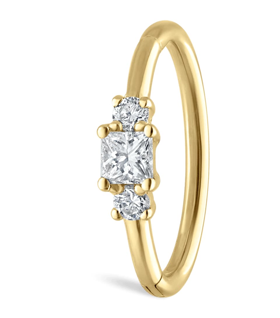 Maria Tash Diamond Princess Single Hoop Earring (9.5mm) Yellow Gold