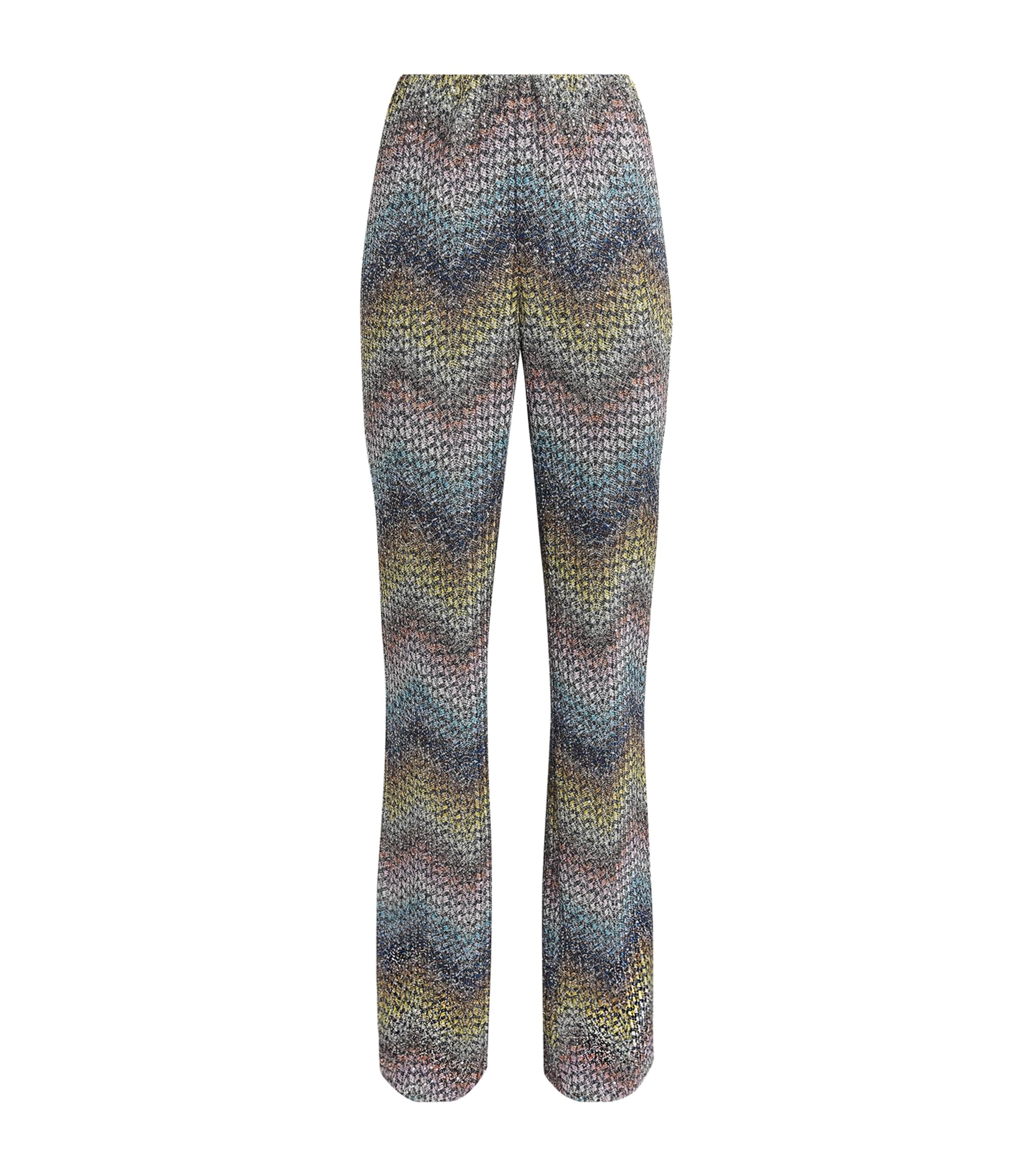 Missoni Womens Knitted Wide-Leg Trousers Smsns Mlt Bl Ylw Vlt