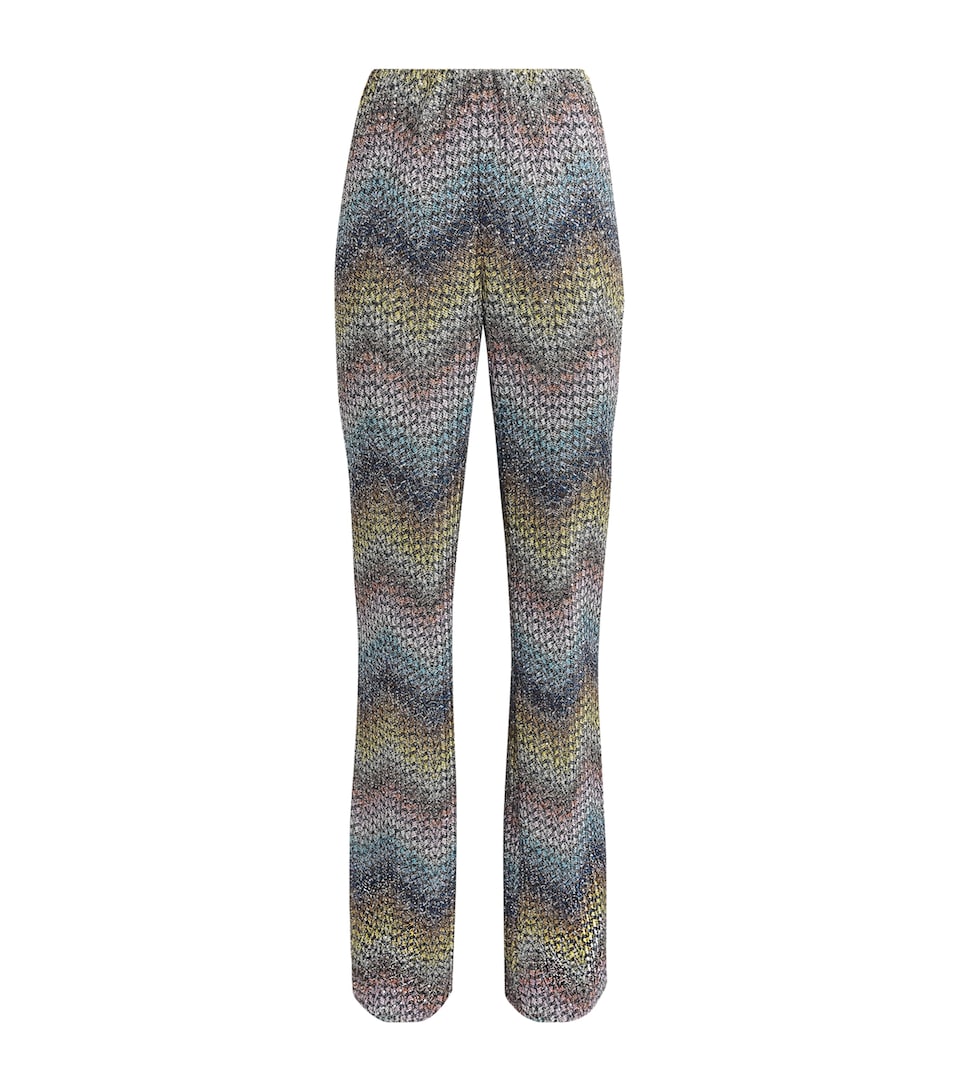 Missoni Womens Knitted Wide-Leg Trousers Smsns Mlt Bl Ylw Vlt