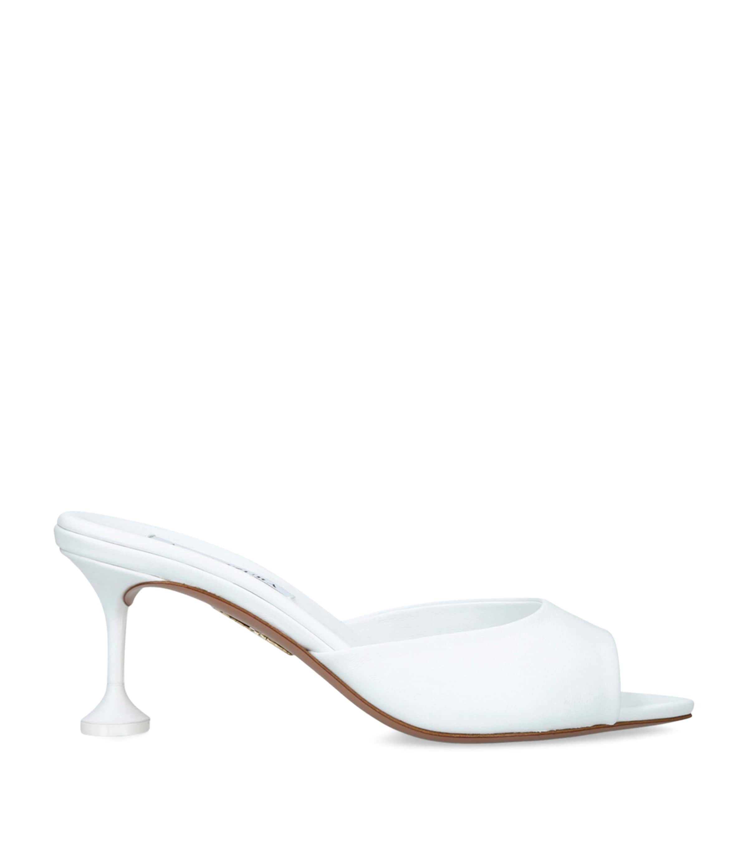 Aquazzura Leather Bisous Mules 65 White