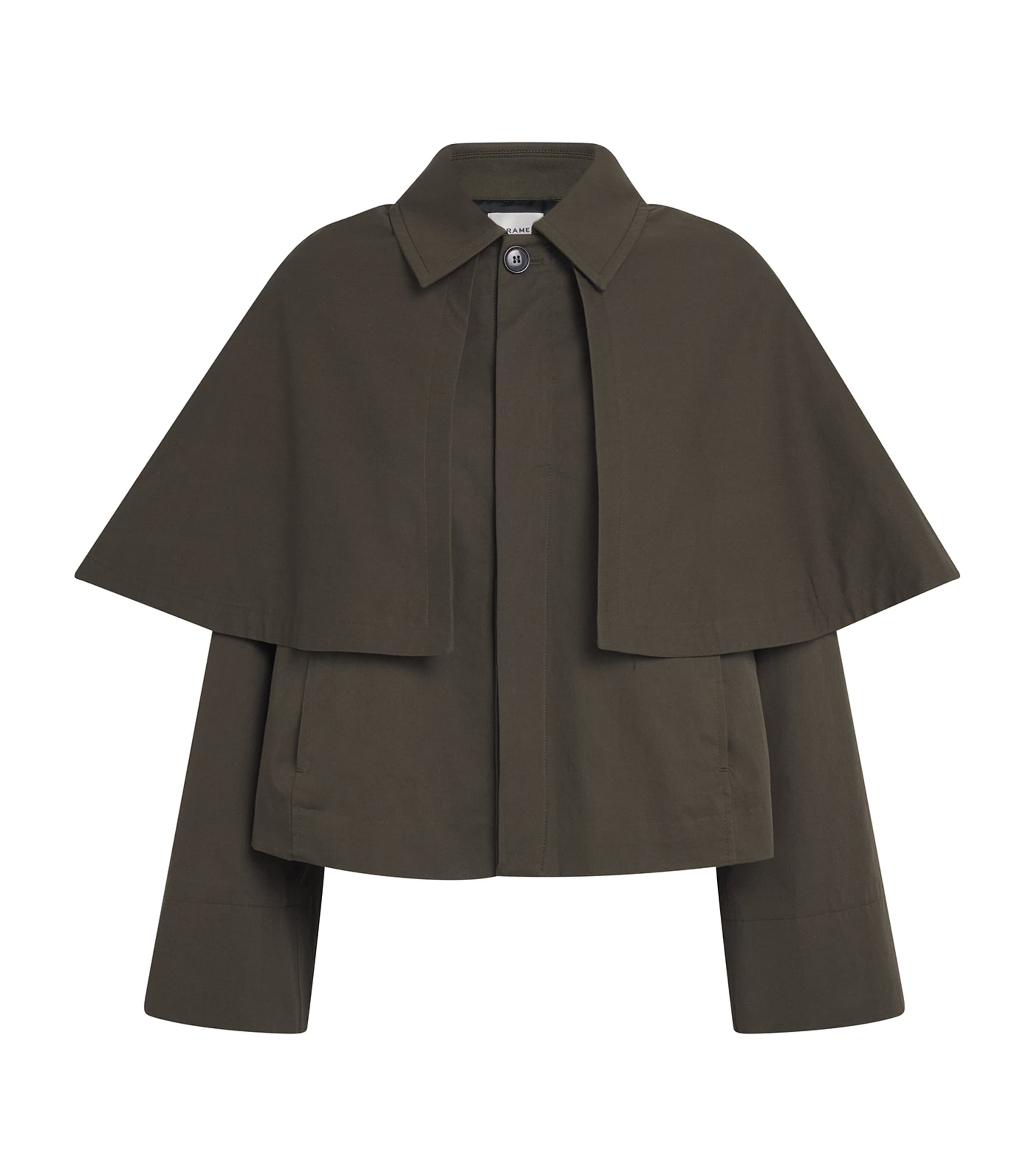 FRAME Womens Cotton Storm-Flap Trench Jacket Military Green