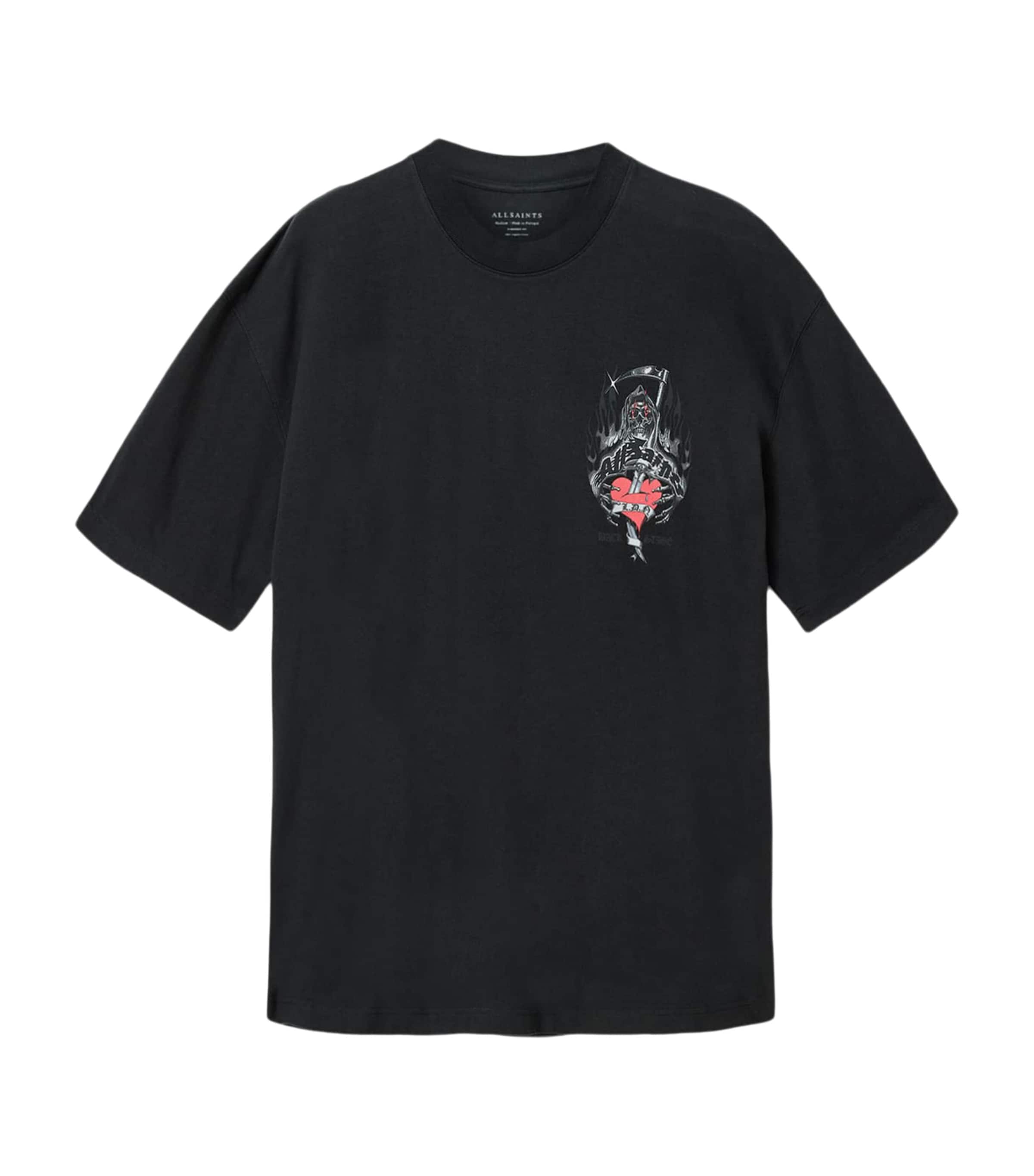 AllSaints Mens Organic Cotton Scimitar T-Shirt Washed Black