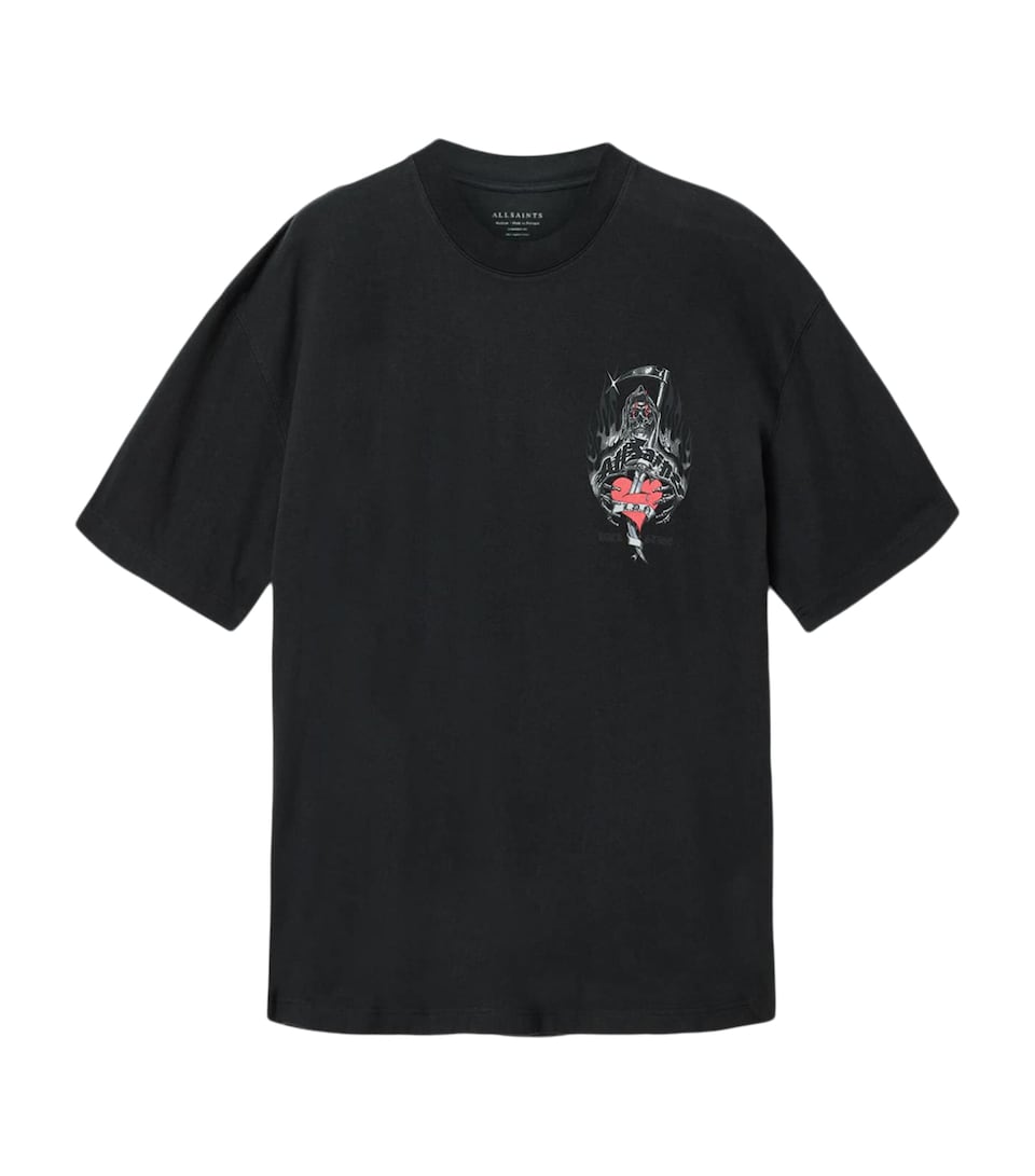 AllSaints Mens Organic Cotton Scimitar T-Shirt Washed Black