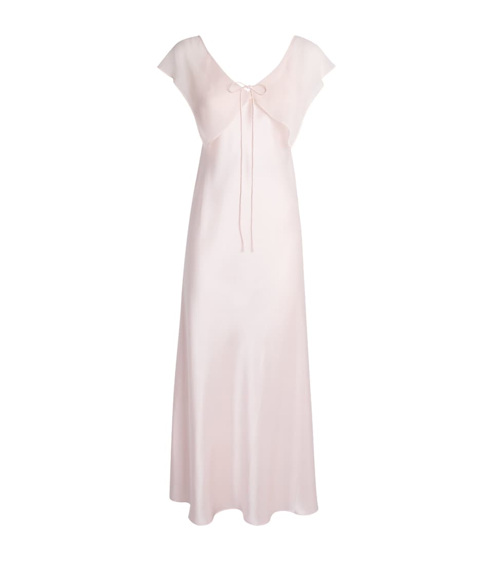 MANITO Womens Mulberry Silk Chiffon Crete Nightdress Ballet Pink