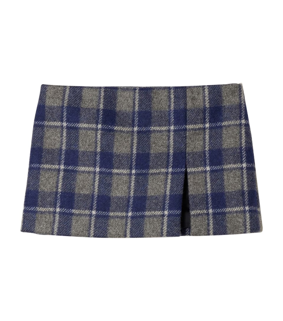 Miu Miu Womens Wool Check Mini Skirt