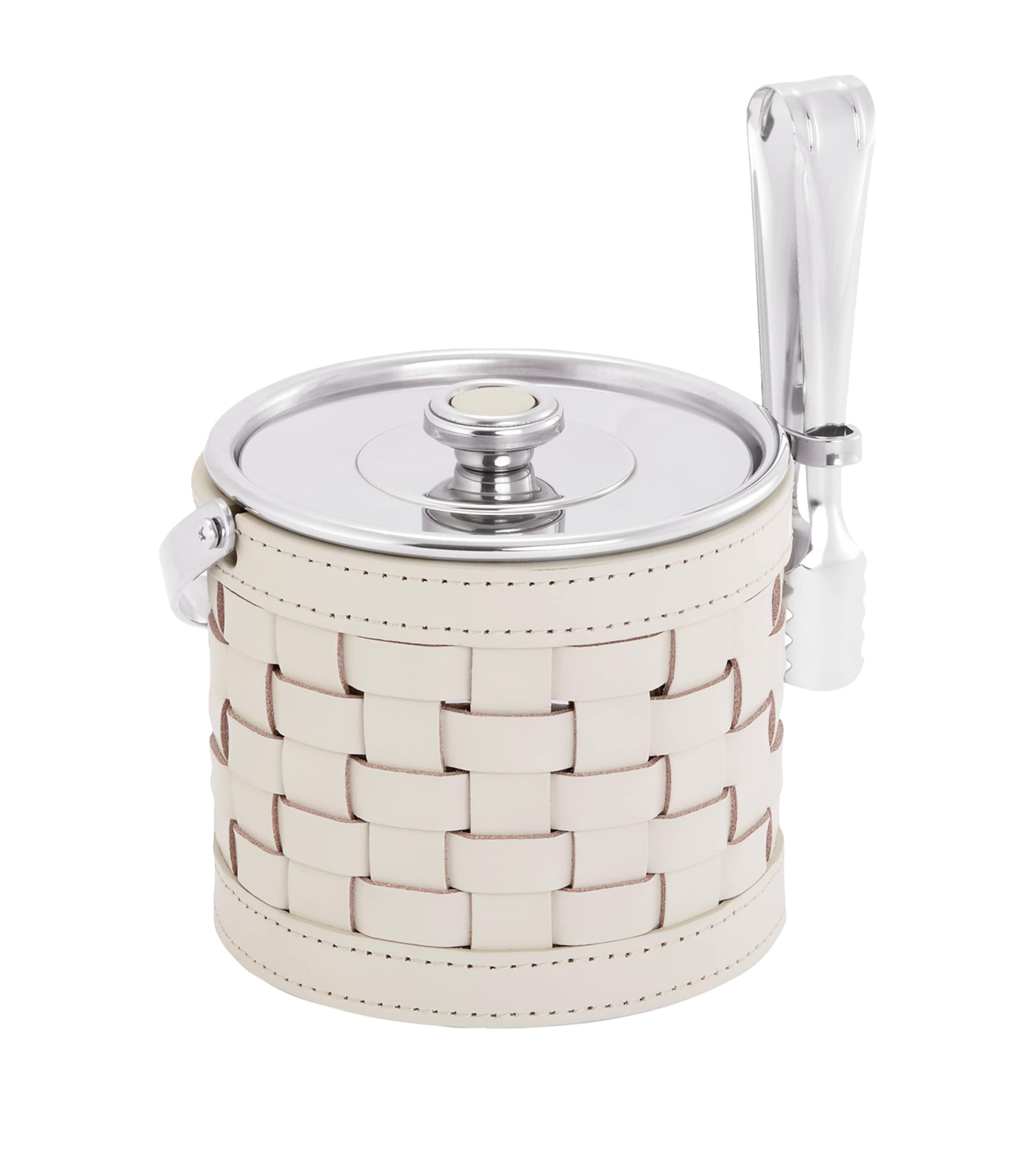 Riviere Woven Leather Barcelona Ice Bucket (14cm) Ivory