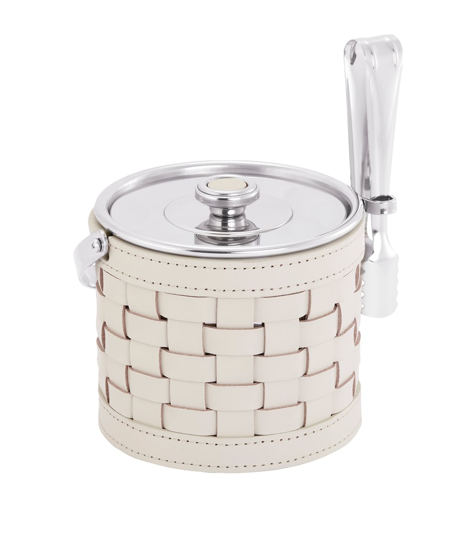 Riviere Woven Leather Barcelona Ice Bucket (14cm) Ivory