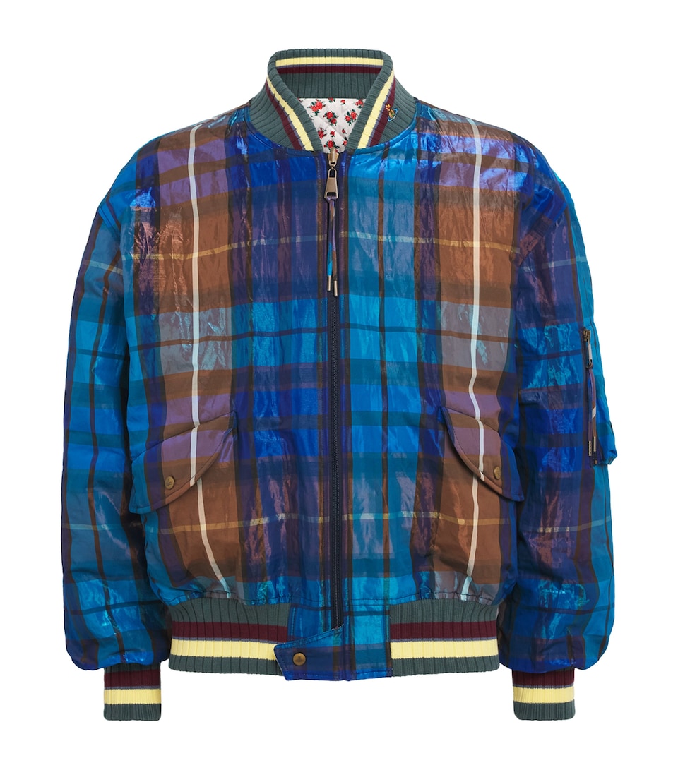 Vivienne Westwood Mens Reversible Bernardo Bomber Jacket Blu/brn/ros