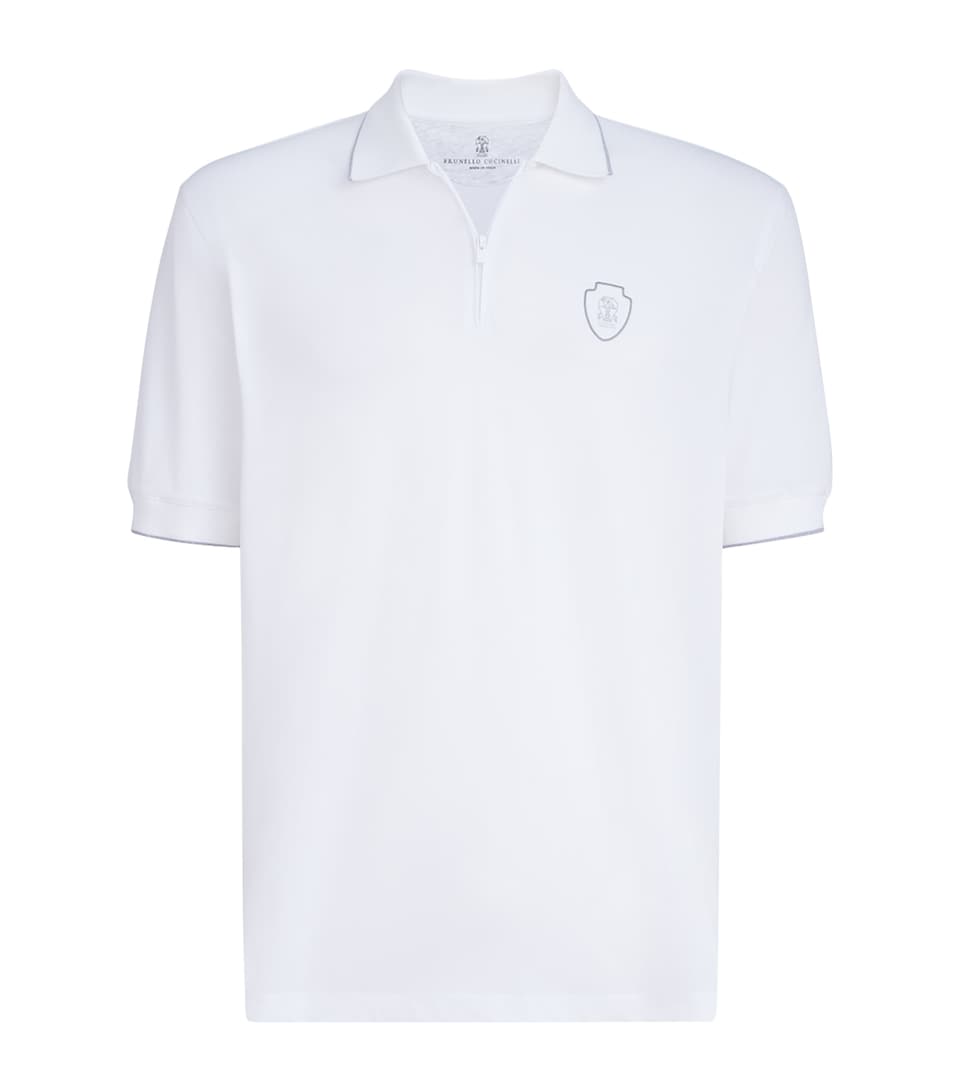Brunello Cucinelli Mens Technical Zip-Up Polo Shirt