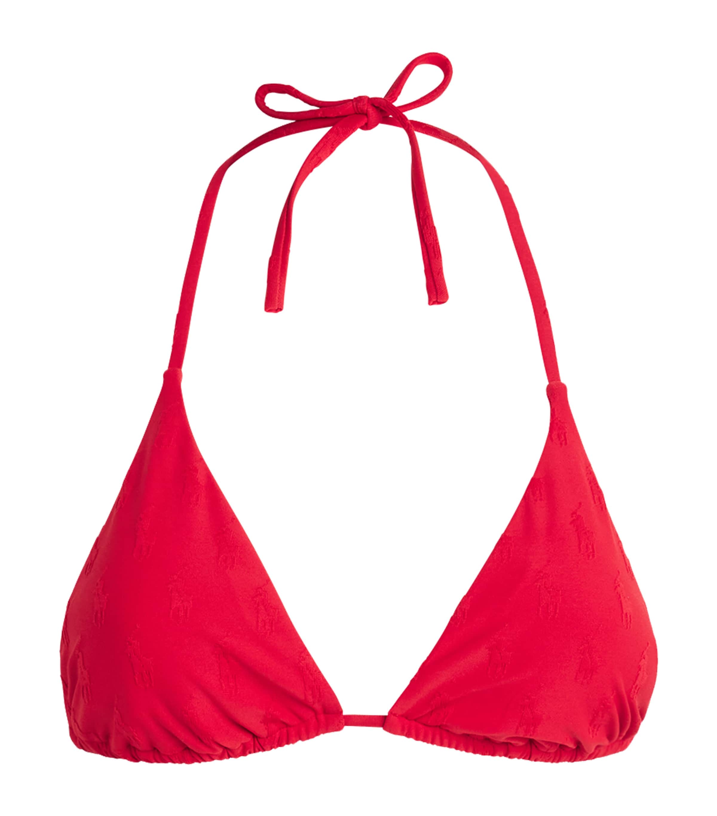 Polo Ralph Lauren Womens Jacquard Bikini Top Cruise Red