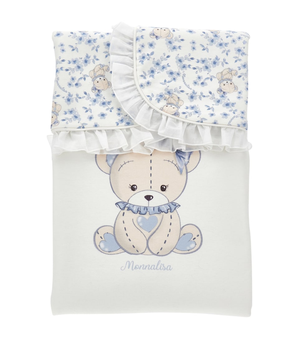 Cotton Floral and Teddy Bear Blanket