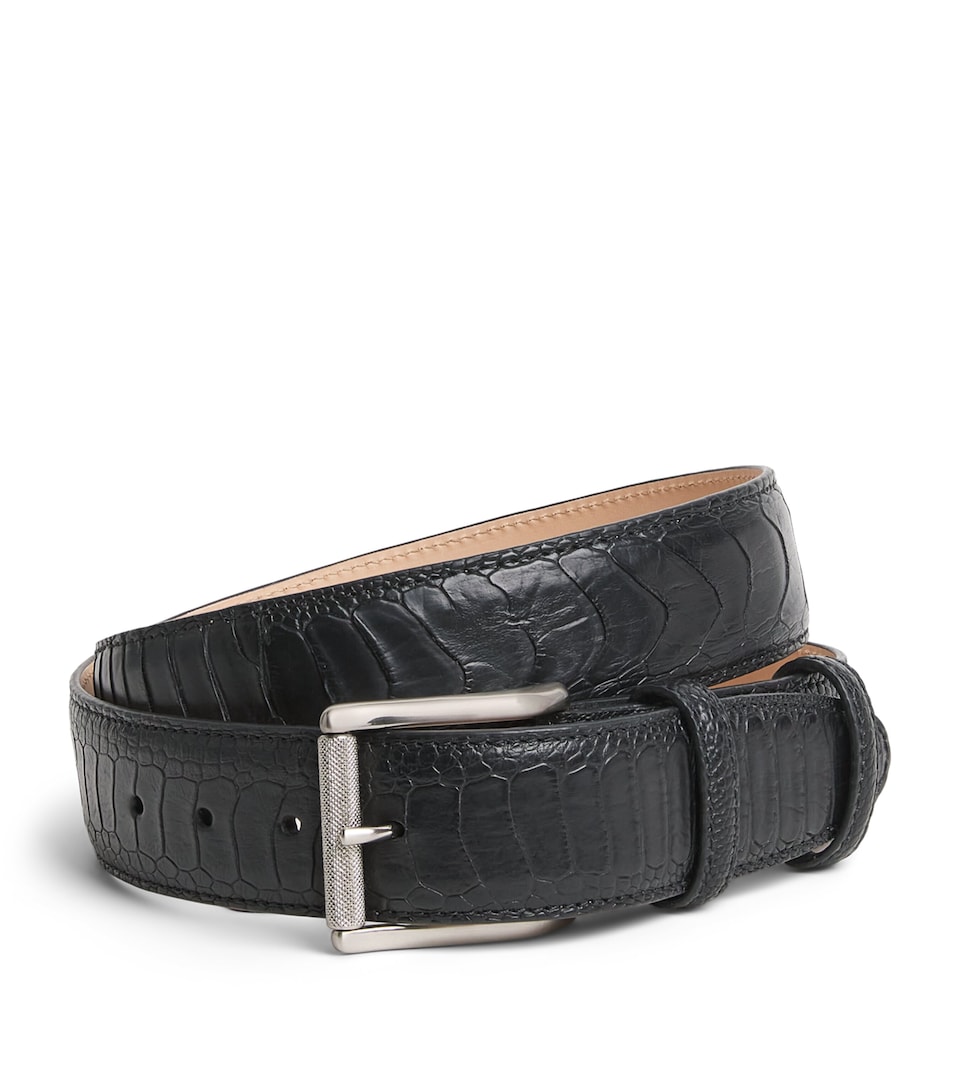 Elliot Rhodes Ostrich Leather Belt Black