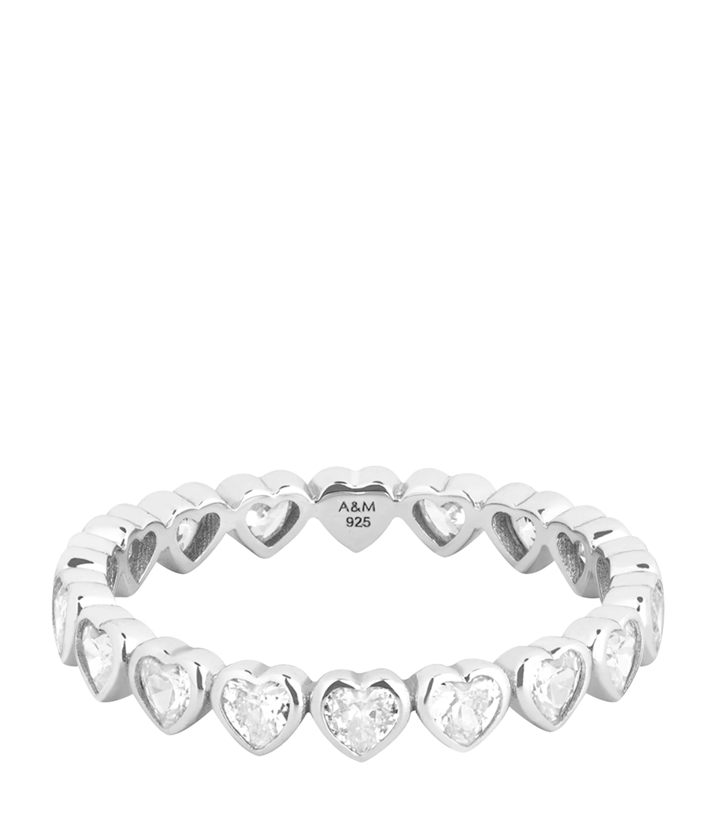Rhodium-Plated Heart Eternity Ring