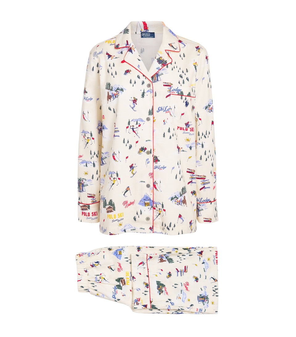 Polo Ralph Lauren Womens Cotton Ski Long-Sleeve Pyjama Set Ski Slopes