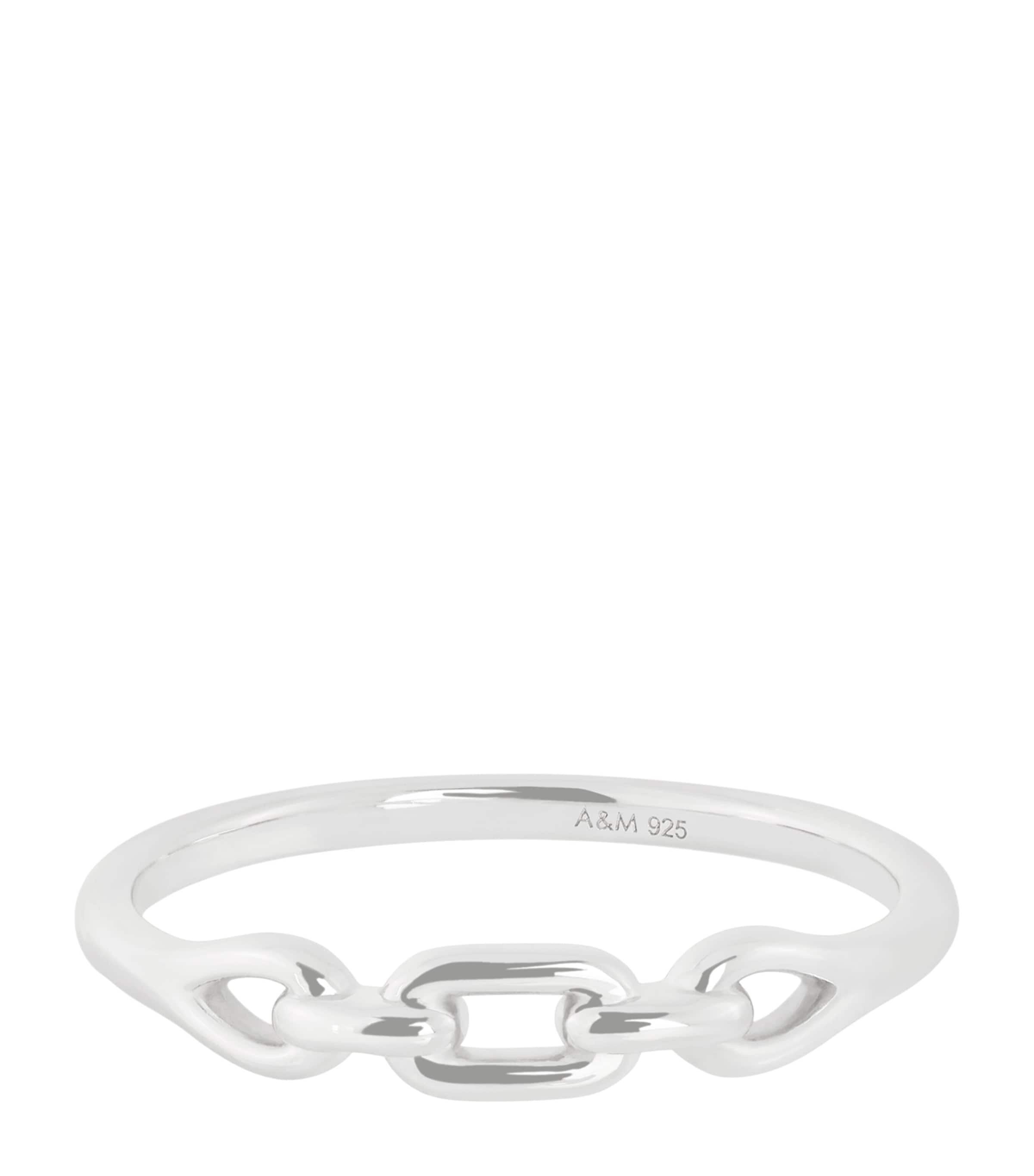 Rhodium-Plated Silver Links Ring