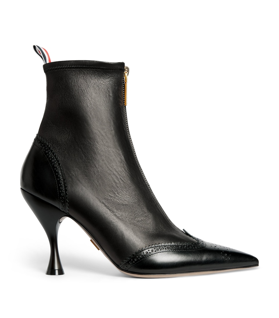 Thom Browne Leather Wingtip Ankle Boots 90 Black
